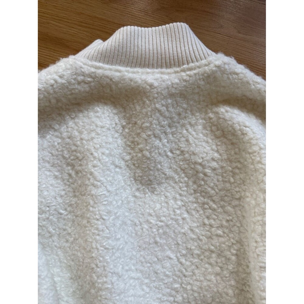 NWT Anthropologie Cream Sherpa Bomber Jacket Cozy Zip Front Coat Large - Picture 10 of 12